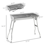 ZUN Portable Charcoal Grill, Stainless Steel Folding Outdoor BBQ Grill for Backyard Cooking, Camping, W2225142614