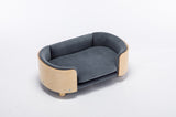ZUN Scandinavian style Elevated Dog Bed Pet Sofa With Solid Wood legs and Bent Wood Back, Velvet W79490081