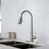 ZUN Kitchen Faucet Pull Down Sprayer Brushed Nickel, High Arc Single Handle Kitchen Sink Faucet 95498826