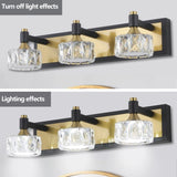 ZUN LED 3-Light Modern Crystal Bathroom Vanity Light Over Mirror Bath Wall Lighting Fixtures W1340110603