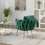 ZUN 27.4" Wide Modern Velvet Accent Chair Armchair Handmade Weaving Upholstered Reading Chair Single W1852110185