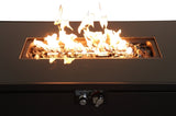 ZUN Living Source International 42 White Smoked Glass Metal Rectangle Fire Pit B120142302