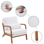 ZUN Oak Armrest Oak Upholstered Teddy Velvet Single Lounge Chair Indoor Lounge Chair Off-White 86558751