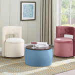 ZUN Round Ottoman Set with Storage, 2 in 1 combination, Round Coffee Table, Square Foot Rest Footstool 88163110