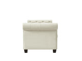 ZUN Ivory, Solid Wood Legs Velvet Rectangular Sofa Bench with Attached Cylindrical Pillows 27619704