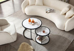 ZUN 27.16inch Marble Pattern MDF Top with Black Metal Frame nesting coffee table set of 2 W87681466
