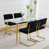 ZUN Modern simple light luxury dining Black home bedroom stool back dressing student desk W210131949