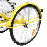 ZUN 26" 7-Speed Adult Tricycle Trike 3-Wheel Bike w/Basket for Shopping 52034148