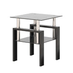 ZUN 1-Piece Modern Tempered Glass Tea Table Coffee Table End Table, Square Table for Living Room, Black W241104204