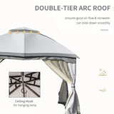 ZUN 10' x 12' Outdoor Gazebo, Patio Gazebo Canopy Shelter w/ Double Vented Roof, Zippered Mesh W2225142547