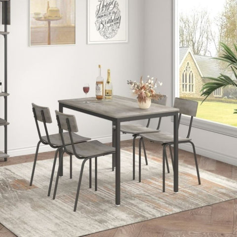 ZUN Dining table and chair set with 4 chairs with curved back and cushions, Grey, 43.3'' L x 27.6'' W x W1162110260