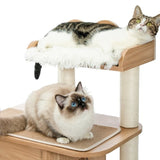 ZUN Modern Cat Tree Wooden Multi-Level Cat Tower Deeper Version Of Cat Sky Castle With 2 Cozy Condos, 90724673