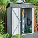 ZUN 5 X 3 Ft Outdoor Storage Shed, Galvanized Metal Garden Shed With Lockable Doors, Tool Storage Shed W1212110294