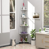 ZUN WTZ Corner Shelf 70 Inch Tall 5- Tier Industrial Corner Bookcase Corner Ladder Shelf Small 23071512