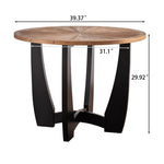 ZUN 39.37 "Retro Patchwork Round Coffee Table with Scattered Pattern Tabletop and Crossed Cedar Legs W757119057