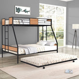 ZUN Metal Twin over Full Bunk Bed with Trundle/ Heavy-duty Sturdy Metal/ Noise Reduced/ Safety W42752428