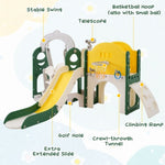 ZUN Toddler Slide and Swing Set 8 in 1, Kids Playground Climber Slide Playset with Basketball Hoop PP321361AAL