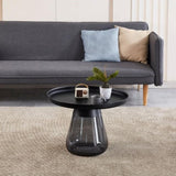 ZUN Smoke Glass Base with Black Painting Top Coffee Table, Living Room Center Table W1718130607