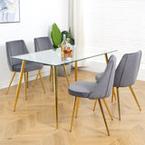 ZUN Modern Grey Velvet Dining Chairs , Fabric Accent Upholstered Chairs Side Chair with gold Legs for W210127129