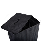 ZUN Double-lattice Bamboo Folding Basket Body with Cover Black 21711416