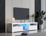 ZUN White modern simple TV cabinet,2 Storage Cabinet with Open Shelves for Living Room Bedroom W33153605