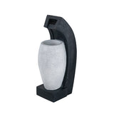 ZUN 10x8.1x23.4" Black and White Water Fountain with Vase Design, with Light and Pump, for Indoor and W2078138949