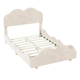 ZUN Full Size Upholstered Platform Bed with Cloud Shaped bed board, Beige WF310565AAA