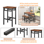 ZUN Bar table set 5PC Dinging table set with high stools, structural strengthening, industrial style 08496118