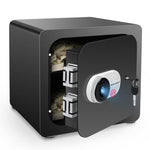 ZUN 1.5 Cub Safe Box, 3 opening methods Safe for Money Valuables, Black W2161128205