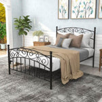 ZUN Metal bed frame platform with headboard and footboard, heavy duty and quick assembly, Full Black W84036136
