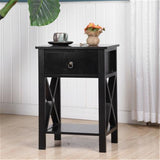 ZUN Nightstand Modern End Table, Side Table with 1 Drawer and Storage Shelf, Black 69102837