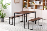 ZUN Morden charming style dining table set with a tatble and two benches for kichen, diniing room, Dark W50172153