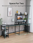 ZUN EVAJOY Home Office Desk, 94.5” Two Person L-Shaped Gaming Desk with AC Outlets and USB Ports, Double 04543885