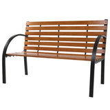 ZUN 48" Hardwood Slotted Steel Cast Iron Frame Outdoor Patio Garden Bench Park Seat 76069296