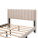 ZUN Queen Size Storage Bed Velvet Upholstered Platform Bed with a Big Drawer - Beige WF296854AAA