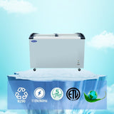 ZUN ORIKOOL Curved Top Display Freezer 12.5 Cu.ft Sliding Glass Lid Ice Cream Freezers Commercial Mobile W2095126133