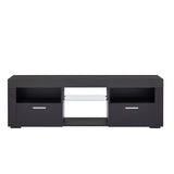 ZUN Black morden TV Stand with LED Lights,high glossy front TV Cabinet,can be assembled in Lounge Room, W67936013