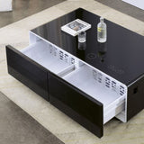 ZUN Smart Table Fridge, Multifunctional Coffee Table, Tempered Glass Table Top and Back Storage W1241122647