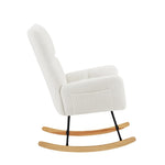 ZUN off white teddy fabric rocking chair W588123406