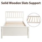 ZUN Twin Size Wood Platform Bed with Headboard,Footboard and Wood Slat Support, White WF191769AAK