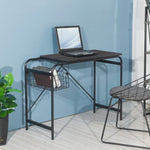 ZUN 31.5" Computer Desk/ Home office desk With Wire Storage Basket - walnut & black W131449661