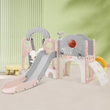 ZUN Toddler Slide and Swing Set 8 in 1, Kids Playground Climber Slide Playset with Basketball Hoop PP321361AAH