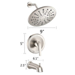 ZUN Single Handle Rain Showerhead with Handheld Shower Combo Set with Tub Spout W121943769