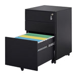 ZUN 3 Drawer Mobile File Cabinet with Lock Steel File Cabinet for Legal/Letter/A4/F4 Size, Fully W25252086