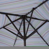 ZUN Outdoor Patio 8.7-Feet Market Table Umbrella with Push Button Tilt and Crank, Blue Stripes With 24 62497768