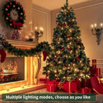ZUN 6.5ft Pre-Lit Artificial Flocked Christmas Tree with 350 LED Lights&1200 Branch Tips,Pine Cones& 02271992