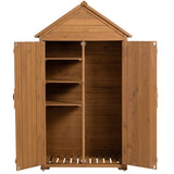 ZUN 39.56"L x 22.04"W x 68.89"H Outdoor Storage Cabinet Garden Wood Tool Shed Outside Wooden Closet with 38532261