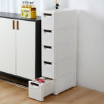 ZUN 5-Tire Rolling Cart Organizer Unit with Wheels Narrow Slim Container Storage Cabinet for Bathroom 87317381
