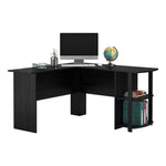 ZUN FCH L-Shaped Wood Right-angle Computer Desk with Two-layer Bookshelves Black 35951806