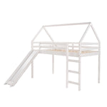 ZUN Twin Size Loft Bed with Slide, House Bed with Slide,White WF286243AAK